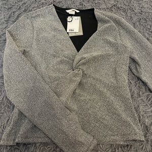 Silver Long Sleeve Top
